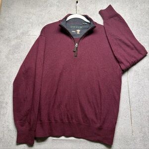 Orvis Men's Merino Wool Maroon Zip-Up Sweater